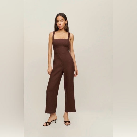 Reformation Harlow Brown Linen Jumpsuit 2 - Picture 1 of 12